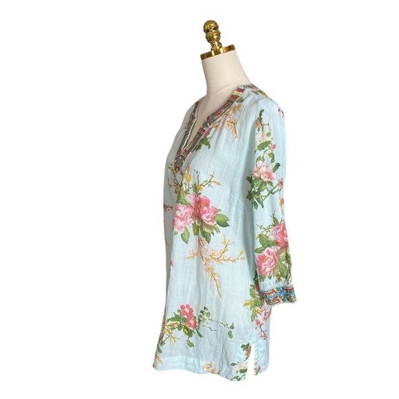 SOFT SURROUNDINGS Women’s Merielle Floral Embroidered Coastal Boho Tunic Size L - Picture 4 of 8